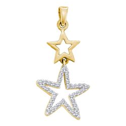 1/10 CTW Round Diamond Star Pendant 10kt Yellow Gold - REF-8A4N