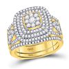 Image 1 : 1 & 1/2 CTW Round Diamond Cluster Bridal Wedding Engagement Ring 14kt Yellow Gold - REF-162F3M