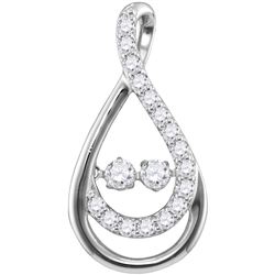 1/2 CTW Round Diamond Moving Twinkle 2-Stone Teardrop Pendant 10kt White Gold - REF-39T3K