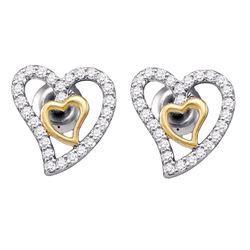 1/5 CTW Round Diamond Heart Earrings 10kt White Gold - REF-15F5M