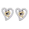 Image 1 : 1/5 CTW Round Diamond Heart Earrings 10kt White Gold - REF-15F5M
