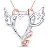 Image 2 : 0.01 CTW Round Diamond Devil Naughty Heart Pendant 14kt Two-tone Gold - REF-8X4T