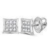 Image 1 : 1/20 CTW Round Diamond Kite Square Earrings 10kt White Gold - REF-5M9A