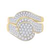 Image 2 : 1 CTW Round Diamond Cluster Bridal Wedding Engagement Ring 14kt Yellow Gold - REF-120M3A