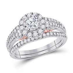1 CTW Round Diamond Bridal Wedding Engagement Ring 14kt Two-tone Gold - REF-113R9H