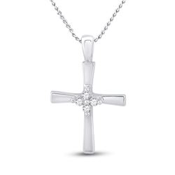 1/20 CTW Round Diamond Cross Pendant 10kt White Gold - REF-4X8T