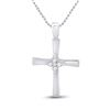 Image 1 : 1/20 CTW Round Diamond Cross Pendant 10kt White Gold - REF-4X8T