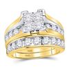 Image 1 : 3 CTW Princess Diamond Bridal Wedding Engagement Ring 14kt Yellow Gold - REF-311Y9X