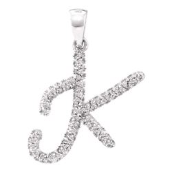 1/6 CTW Round Diamond Letter K Pendant 10kt White Gold - REF-10N8Y