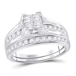 7/8 CTW Diamond Princess Bridal Wedding Engagement Ring 10kt White Gold - REF-51N3Y
