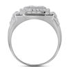 Image 2 : 2 & 1/4 CTW Mens Round Diamond Square Frame Cluster Ring 10kt White Gold - REF-137X9T