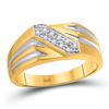 Image 1 : 1/10 CTW Mens Round Diamond Ring 10kt Yellow Gold - REF-16R8H