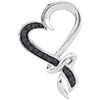 Image 1 : 1/10 CTW Round Black Color Enhanced Diamond Twist Heart Pendant 10kt White Gold - REF-9K3R