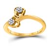 Image 1 : 1/20 CTW Round Diamond Slender Double Heart Bypass Ring 10kt Yellow Gold - REF-11X4T