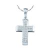 Image 1 : 1/8 CTW Round Diamond Cross Religious Pendant 10kt White Gold - REF-11F9M