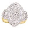 Image 1 : 1 CTW Round Baguette Diamond Concentric Oval Cluster Ring 10kt Yellow Gold - REF-45K3R