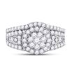 Image 2 : 1 CTW Round Diamond Cluster Bridal Wedding Engagement Ring 14kt White Gold - REF-65W9F