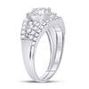 Image 3 : 1 CTW Round Diamond Cluster Bridal Wedding Engagement Ring 14kt White Gold - REF-65W9F