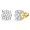 Image 1 : 1 CTW Round Diamond Fashion Cluster Earrings 10kt Yellow Gold - REF-54F3M