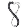 Image 1 : 1/10 CTW Round Black Color Enhanced Diamond Vertical Infinity Heart Pendant 10kt White Gold - REF-7R