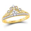 Image 1 : 1/6 CTW Round Diamond Crown Tiara Fashion Ring 10kt Yellow Gold - REF-20M3A