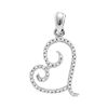 Image 1 : 1/10 CTW Round Diamond Curled Heart Pendant 10kt White Gold - REF-8Y4X