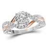 Image 1 : 1/2 CTW Round Diamond Solitaire Bridal Wedding Engagement Ring 14kt Two-tone Gold - REF-65K9R