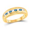 Image 1 : 1/2 CTW Mens Round Blue Color Enhanced Diamond Wedding Ring 10kt Yellow Gold - REF-35M9A