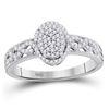 Image 1 : 1/4 CTW Round Diamond Oval Cluster Milgrain Twist Bridal Ring 10kt White Gold - REF-20N3Y