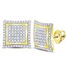 Image 1 : 1 CTW Mens Round Diamond Square Kite Cluster Stud Earrings 10kt Yellow Gold - REF-30W3F