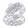 Image 1 : 1/6 CTW His & Hers Round Diamond Solitaire Matching Bridal Wedding Ring 10kt White Gold - REF-33N3Y