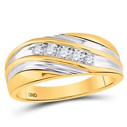 1/4 CTW Mens Round Diamond Wedding Ring 10kt Yellow Gold - REF-27X3T