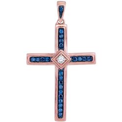 1/4 CTW Round Diamond Cross Pendant 10kt Rose Gold - REF-18Y3X