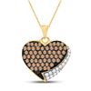 Image 1 : 7/8 CTW Round Brown Diamond Heart Pendant 10kt Yellow Gold - REF-19T2K