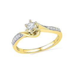 1/6 CTW Round Diamond Solitaire Bridal Wedding Engagement Ring 10kt Yellow Gold - REF-16K8R