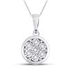Image 1 : 1/20 CTW Round Diamond Illusion-set Flower Cluster Pendant 10kt White Gold - REF-7M5A