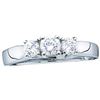 1 CTW Round Diamond 3-stone Bridal Wedding Engagement Ring 14kt White Gold - REF-113K9R