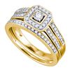 1/2 CTW Round Diamond Square Halo Bridal Wedding Engagement Ring 14kt Yellow Gold - REF-57K5R