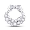 1/2 CTW Round Diamond Holiday Wreath Pendant 10kt White Gold - REF-34H8W