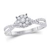 1/3 CTW Round Diamond Cluster Bridal Wedding Engagement Ring 10kt White Gold - REF-24R3H