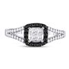Image 2 : 1/2 CTW Round Black Color Enhanced Diamond Cluster Ring 10kt White Gold - REF-30H3W