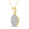 Image 2 : 1/4 CTW Round Diamond Circle Cluster Pendant 10kt Yellow Gold - REF-13H2W