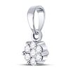 Image 2 : 1/10 CTW Round Diamond Flower Cluster Pendant 14kt White Gold - REF-8M4A