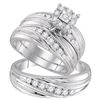 Image 1 : 5/8 CTW His & Hers Round Diamond Cluster Matching Bridal Wedding Ring 10kt White Gold - REF-63H5W