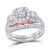 Image 1 : 1 & 1/2 CTW Round Diamond Bridal Wedding Engagement Ring 14kt Two-tone Gold - REF-179R9H