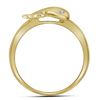 Image 2 : 1/20 CTW Round Diamond Slender Dolphin Animal Fish Ring 10kt Yellow Gold - REF-10T8K