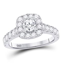 1 & 1/2 CTW Round Diamond Solitaire Bridal Wedding Engagement Ring 14kt White Gold - REF-192M3A