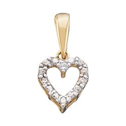 0.01 CTW Round Diamond Heart Pendant 10kt Yellow Gold - REF-4X2T