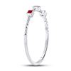 Image 3 : 1/20 CTW Princess Ruby 3-Stone Beaded Stackable Ring 10kt White Gold - REF-5X9T