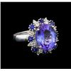 Image 1 : 14KT White Gold 6.56 ctw Tanzanite, Sapphire and Diamond Ring